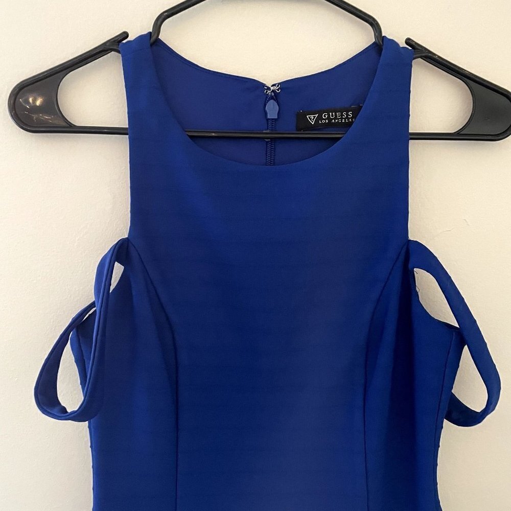 Guess navy blue off the shoulder sleeveless summer formal dress fully lined - Picture 2 of 10